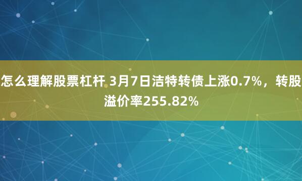 怎么理解股票杠杆 3月7日洁特转债上涨0.7%，转股溢价率255.82%