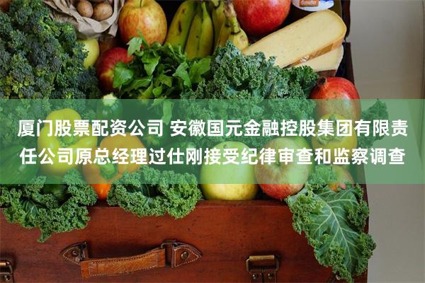 厦门股票配资公司 安徽国元金融控股集团有限责任公司原总经理过仕刚接受纪律审查和监察调查